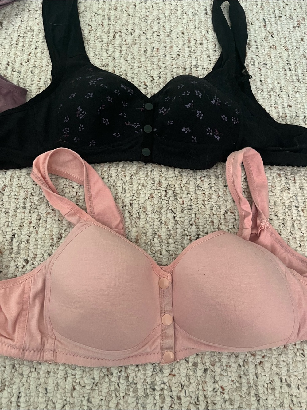 Set 4 Daisy Floral Wireless Bras Front Snap 6xl DD? 45-53 Bust Pink Black Purple - Picture 3 of 7
